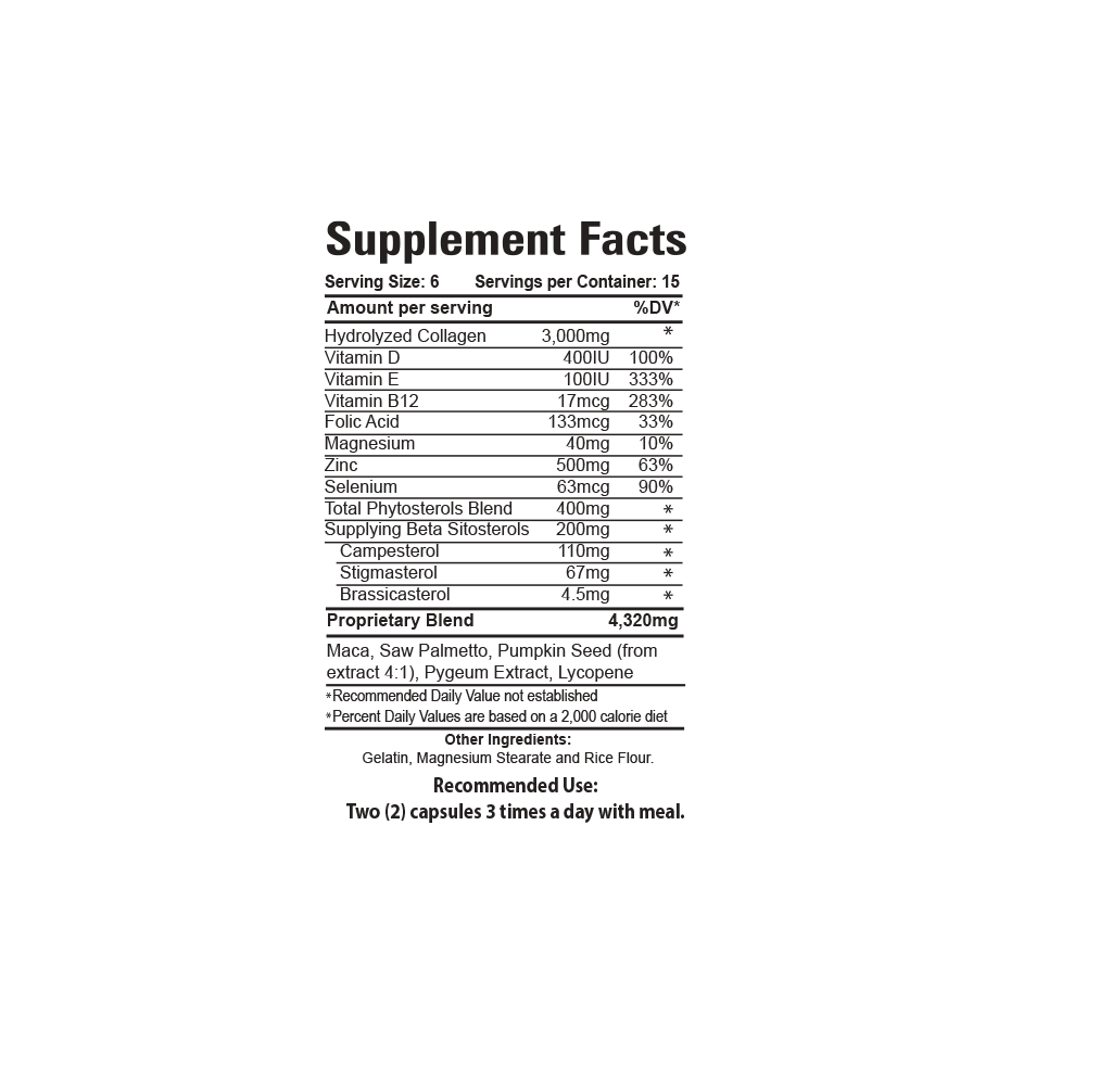 Collagen H - 90 Caps- Men´s Formula Prostate Health - 100% Natural - Dietary Supplement