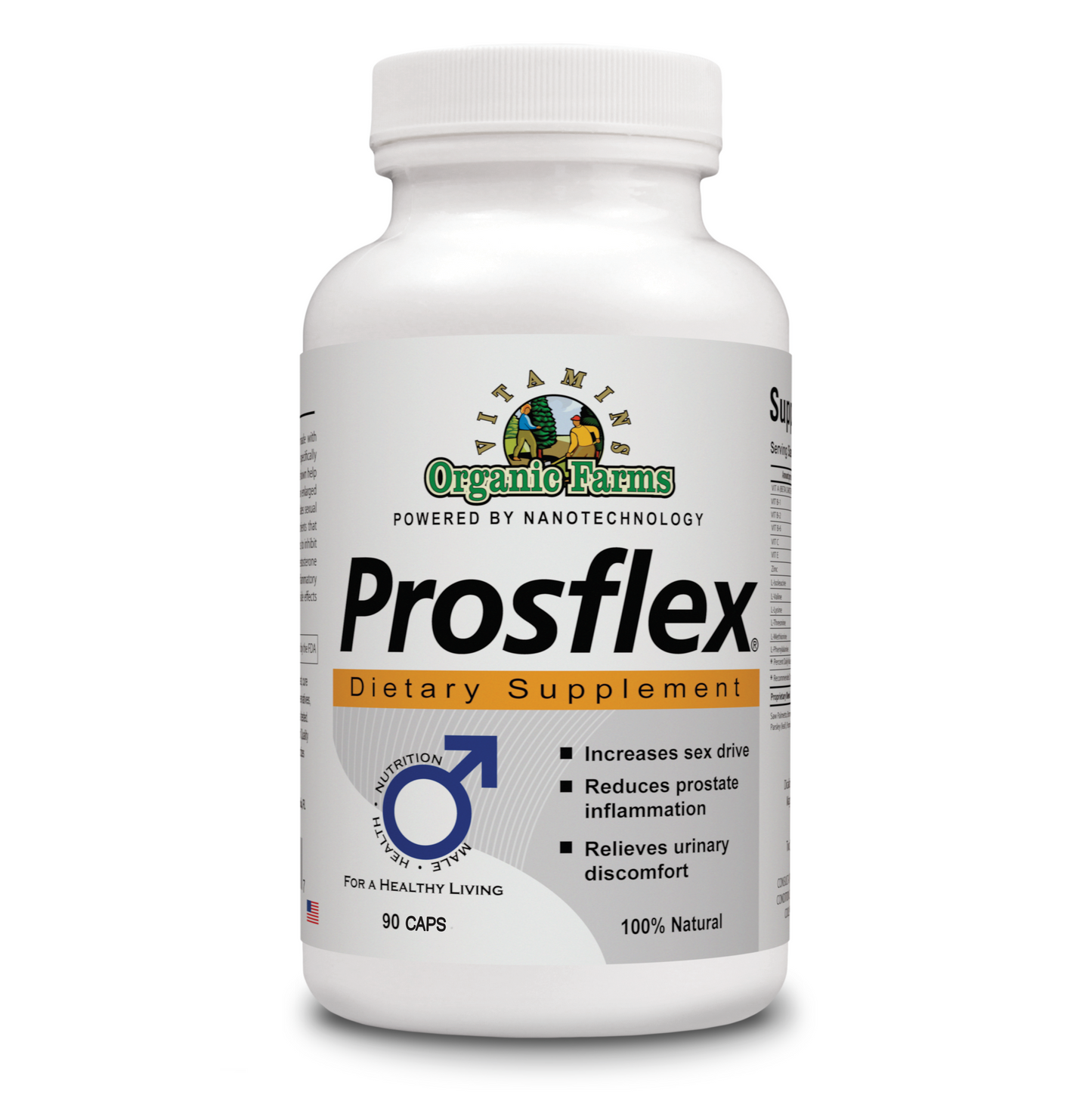 Prosflex Prostate Men Health, Dietary Supplement, concentrated Formula 1.305mg, 90 Caps