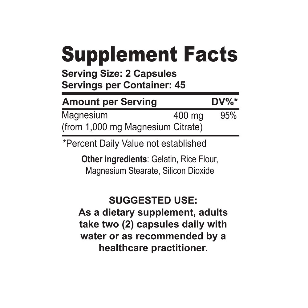 Magnesium Citrate dietary supplement, 90 caps